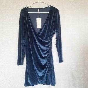 Leo Rosi Blue Velour Midi Dress L